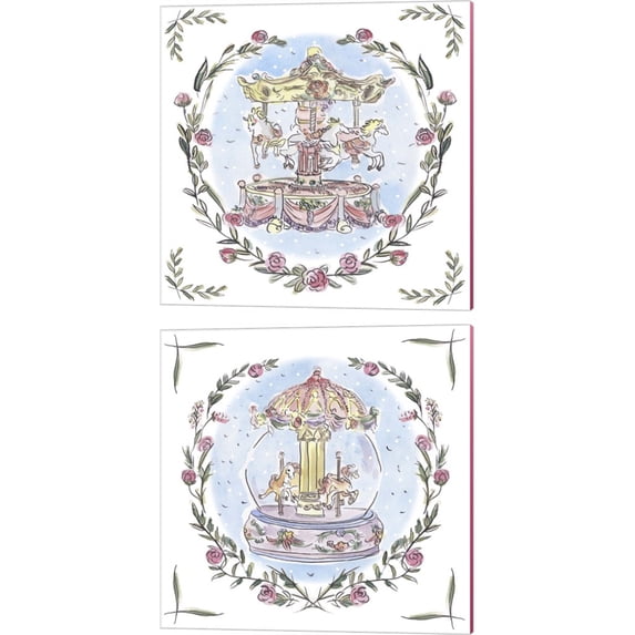 Great Art Now Winter Carousel by Melissa Wang 2 Piece Canvas Art Set Each 14W x 14H