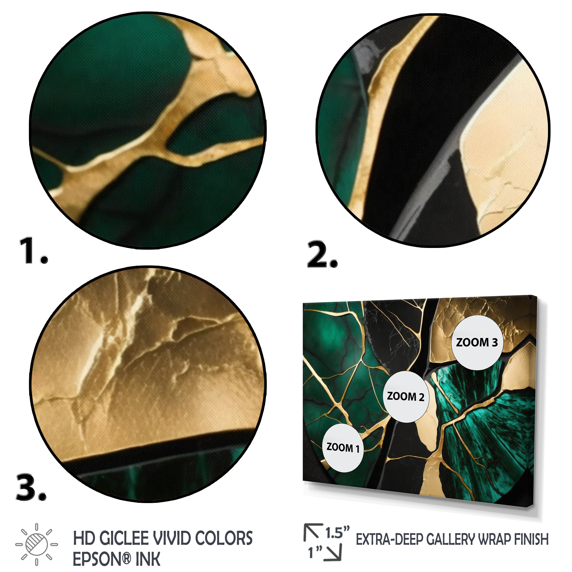 Designart Abstract Geode Gold I Canvas Wall Art