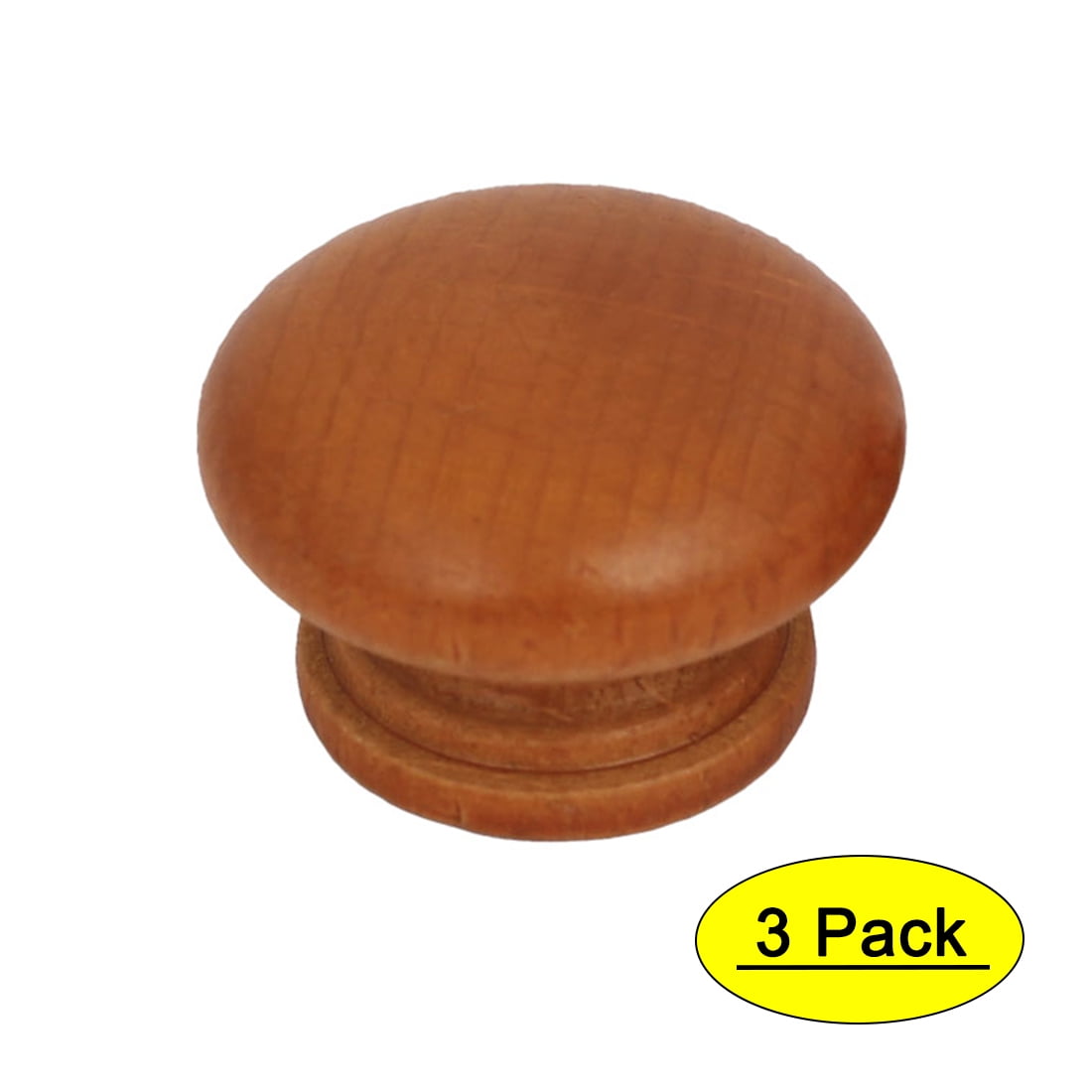 Cabinet Drawer Single Hole Wooden Pull Knobs Handles Brown 35mmx24mm 3pcs