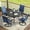 Black-Blue, variant on Vicllax 7-Piece Outdoor Patio Dining Set Metal Swivel Chairs & Round Steel Table with Umbrella Hole