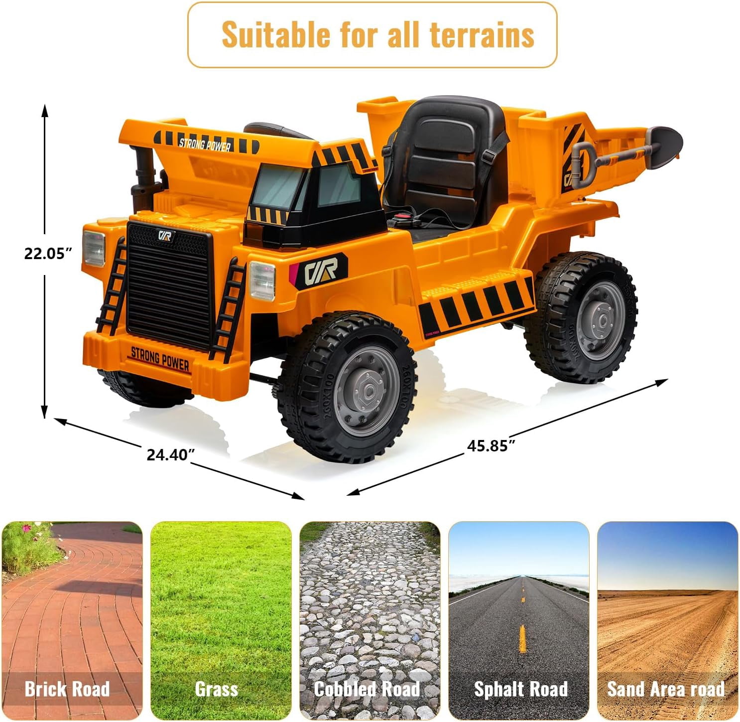 EastVita Ride on Dump Truck, Ride On Car with Remote Control, 12V Kids Electric Car with Remote Control, Ride on Construction Vehicles with Electric Dump Bed and Extra Shovel, Music Player