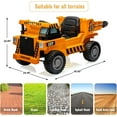 thumbnail image 2 of 12V Remote Control Ride-on Dump Truck with 2-Speed, Dumping Bed, Shovel, LED Lights & Music, 2 of 8