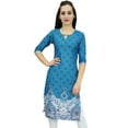 thumbnail image 1 of Bimba Tunique Imprimée Femme Bleue Georgette Kurti Kurta Indienne Longue Blouse-22, 1 of 7