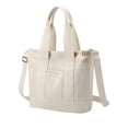 thumbnail image 1 of Bolso Tote Multibolsillos con Cremallera, Bolso de Lona Hecho A Mano JaponéS con Compartimentos, MultifuncióN Blanco, 1 of 6