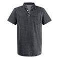 thumbnail image 3 of Iaqnaocc Henley Shirts for Men Short Sleeve Casual Washed Denim Tee Vintage Summer Tops Trendy Oversized Wash Tshirt Gray M, 3 of 4