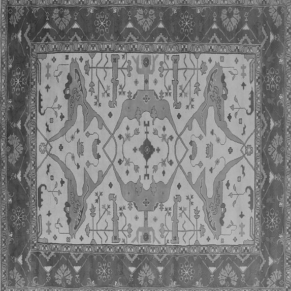 Ahgly Company Indoor Square Oriental Gray Industrial Area Rugs, 5' Square