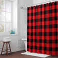 thumbnail image 6 of Red Black Buffalo Plaid Shower Curtain for Bathroom Decor, Square Waterproof Fabric Shower Curtain, 72"x78" Set with 12 Hooks, 6 of 9