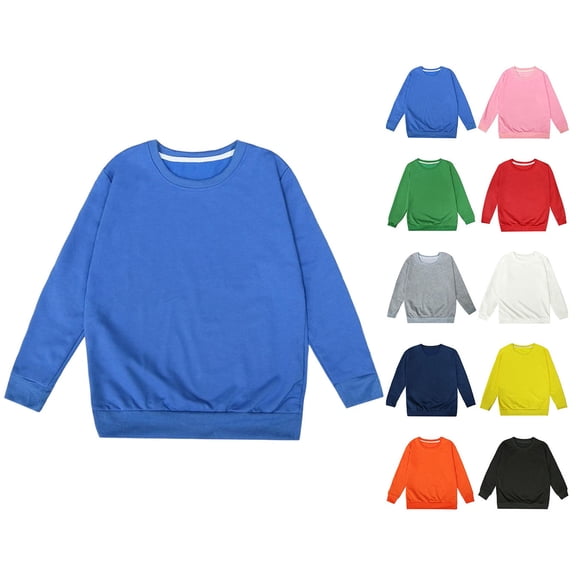 HAOTAGS Kids Round-Neck Long-Sleeve Sweatshirts (Ages 1 to 13) Lightweight, Soft Pullover Top for Boys and Girls Blue Size 3T