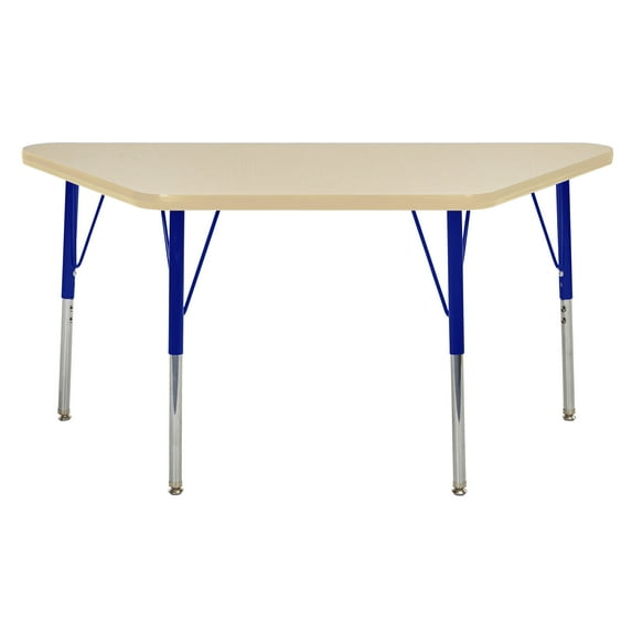 24in x 48in Trapezoid Premium Thermo-Fused Adjustable Activity Table Maple/Maple/Blue - Toddler Swivel