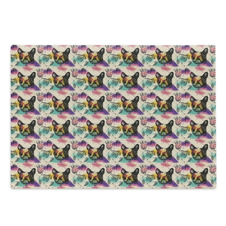 

Dog Lover Cutting Board Colorful Crystals Pattern Triangles Sixties Inspired Psychedelic Boston Terrier Decorative Tempered Glass Cutting and Serving Board Large Size Multicolor by Ambesonne