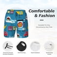thumbnail image 5 of Sigee Transportations With Cute Animals Print Mens Swim Trunks with Compression Liner Quick Dry Swim Stretch Beach Shorts with Pockets,S-3XL, 5 of 7