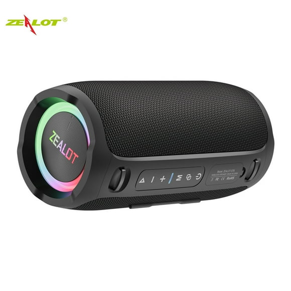 ZEALOT S76 Portable Wireless Speaker with BT 5.3 Technology Waterproof & Dustproof 50W Speakers TWS Series Stereo Scene RGB Light Effect HiFi Sound Support AUX BT TF Card Long Playtime Subwoofer