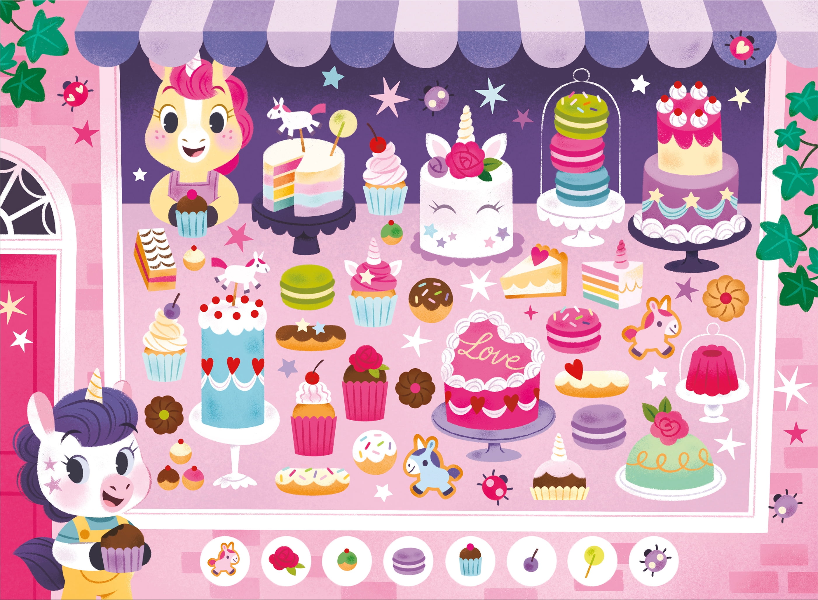 Ceaco Kathrin Fehrl Bakery Seek and Find Glitter 100-Piece Interlocking Jigsaw Puzzle for Children Ages 6+