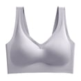 thumbnail image 2 of Women's Seamless Sports Bra Yoga Workout Bras New Simple Solid Colorless Ring No Trace Large Size Thin High Elastic Ice Silk Ladies Sports Underwear,Gray,XL, 2 of 10