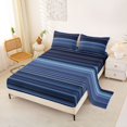 thumbnail image 2 of Castle Fairy Vintage Horizontal Stripe King Sheets 4pcs,Retro Thin Line Bedding,Indigo Periwinkle Navy,1 Flat Sheet, 1 Fitted Sheet and 2 Pillowcases, 2 of 7