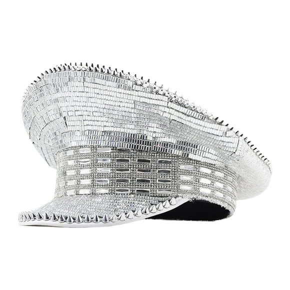 Milaget Steampunk Hat Sequin Cap Sparkly Brides Hat for Carnival Halloween Mardi Gras