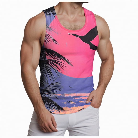 Hessimy Mens Tank Top, Lightweight Tanks for Men, Sleeveless Tank Shirt(Hot Pink,XL)