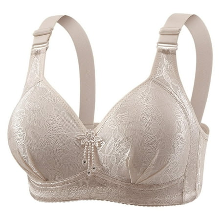 Wireless Bras for Women  Audhol Bra for Women Front Buckle Underwear Full Coverage Padded Wireless Plus Size Thin Stretchable Tank Top Bra Bras for Women Grey 3XL