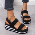 thumbnail image 5 of Afuyipoi Women's Elastic Strappy Sandals Plus Size Comfortable Summer Beach Vacation Black Size 6, 5 of 9