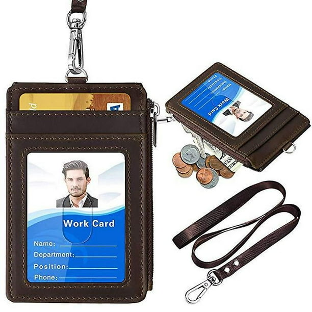 Badge Holder With Zipper Id Card Holder Wallet With Neck Lanyard Rfid