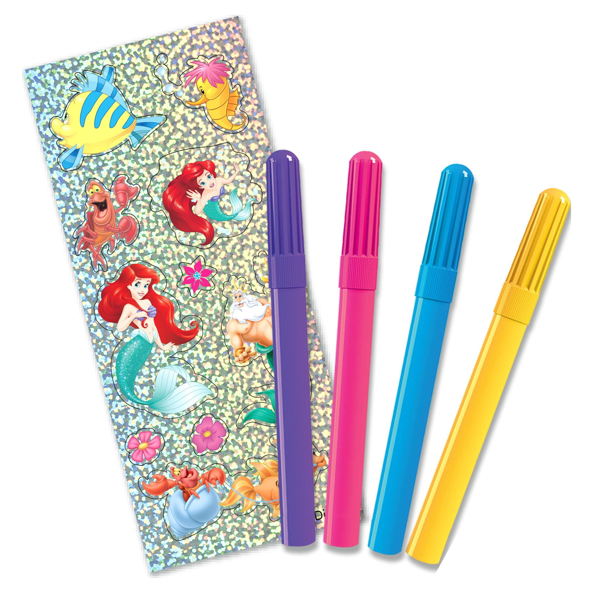 14 PC Disney Princess Coloring Books Set Activity Pad Kids Drawing Glitter Pens