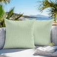 thumbnail image 5 of Simple White Striped Outdoor Pillow Covers Set of 2 Green Stripes Vintage Linen Waterproof Throw Pillow Case Decorative Square Cushion Cover for Patio Couch Garden Balcony, 16"x16", 5 of 9