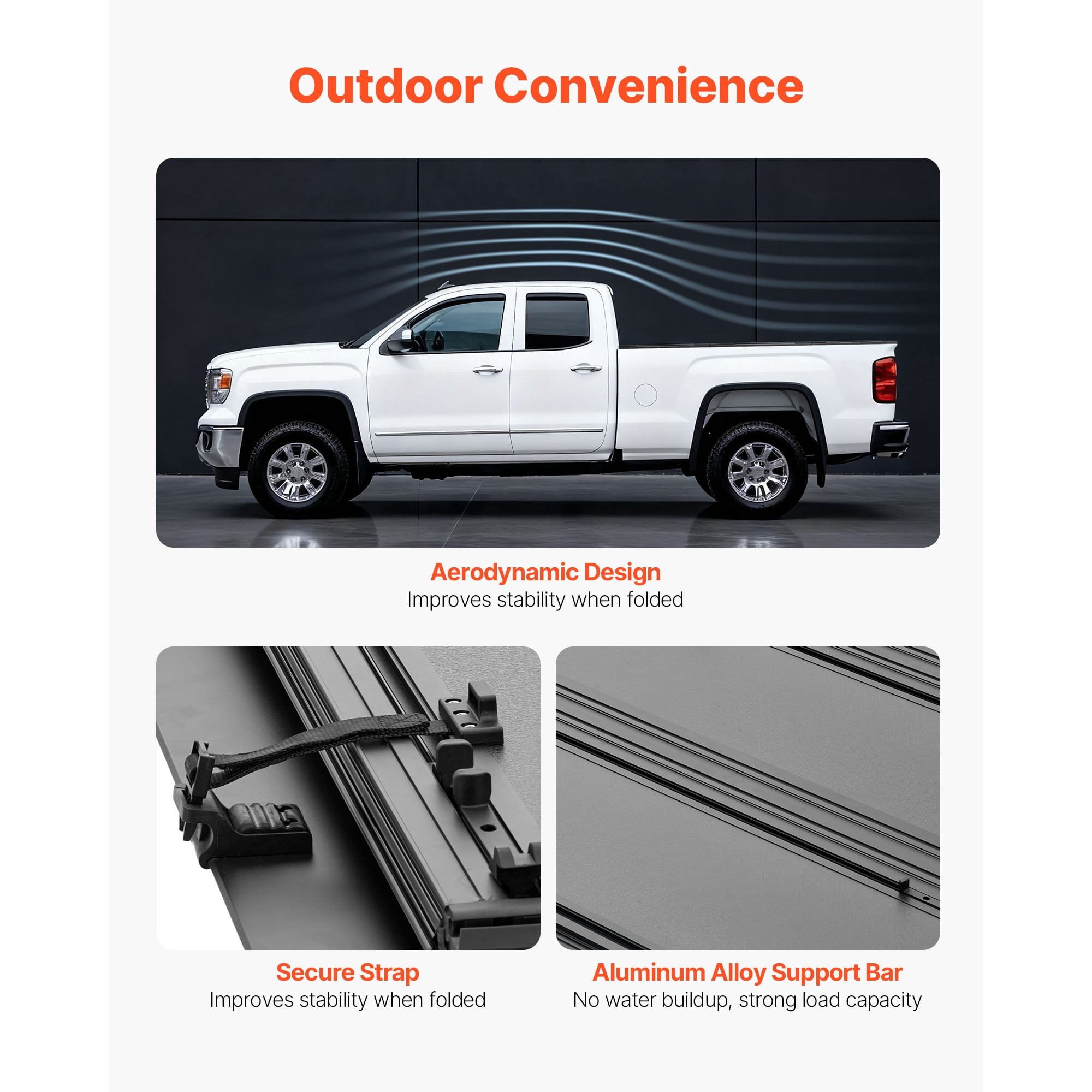 KFFKFF Hard Tri-Fold Truck Bed Tonneau Cover, Compatible with 2021-2025 Ford F-150 (Including Raptor/Lightning) 5.5 ft (67.1 in) Bed, Waterproof Folding Cover with Durable Aluminum Support Bar