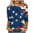 thumbnail image 2 of Cavosen Red White and Blue Clothes for Women Petite Independence Day 3/4 Sleeve Crew Neck Shirts American Flag Graphic Tops Lady XL 4th of July Casual T Shirts Red White and Blue Tunic Tees, 2 of 4