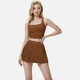 thumbnail image 4 of Active Women's Square Neck Cropped Tank Top with Wide Straps - Medium, Brown, 4 of 7