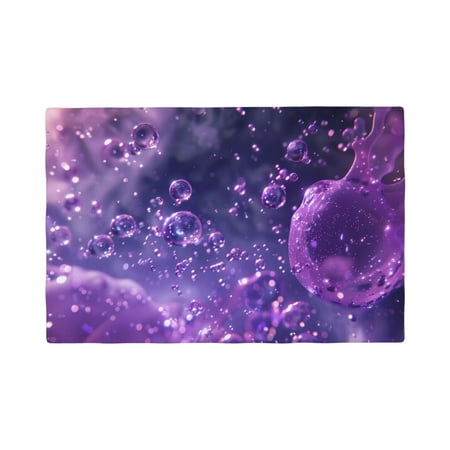 

Table Placemats Set of 6 - Purple Bubble Abstract Art 12x18 In Faux Linen Double Heat Resistant Place Mats Cloth Indoor/Outdoor Placemats Washable Table Mats for Dining Kitchen Party