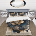 thumbnail image 2 of Designart "Rose in Navy Blue and Gold I" Floral & Botanical Bedding Covert Set - Rose Blue Floral Bed Set With 1 Sham, 2 of 6