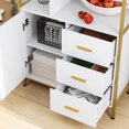 Homfa Bookshelf with Drawers, Gold Shelves with Doors, White Tall
