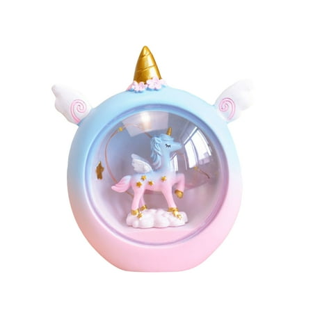 

Blue Pink Night Light Lovely Unicorn Night Lamp Resin Bedroom Lamp Adornment for Girls Teens Home Room Decoration