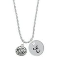 thumbnail image 1 of Delight Jewelry Silvertone Volleyball - ''Spike It'' Silvertone Script Initial Disc - E - Charm Necklace, 20"+3", 1 of 4