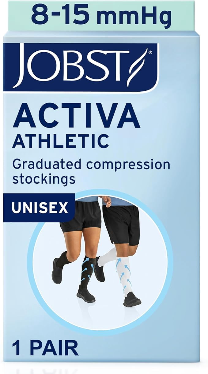 JOBST Activa Athletic 8-15 Knee High, Close Toe, Large, White