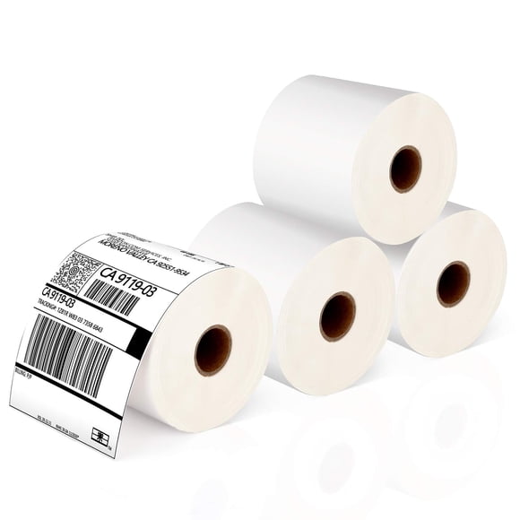 JADENS Etiquetas térmicas de envío 4x6-350 etiquetas (4 rollos) compatibles con Rollo Brother Zebra y la mayoría de impresoras térmicas perforadas de grado comercial no compatibles con Dymo