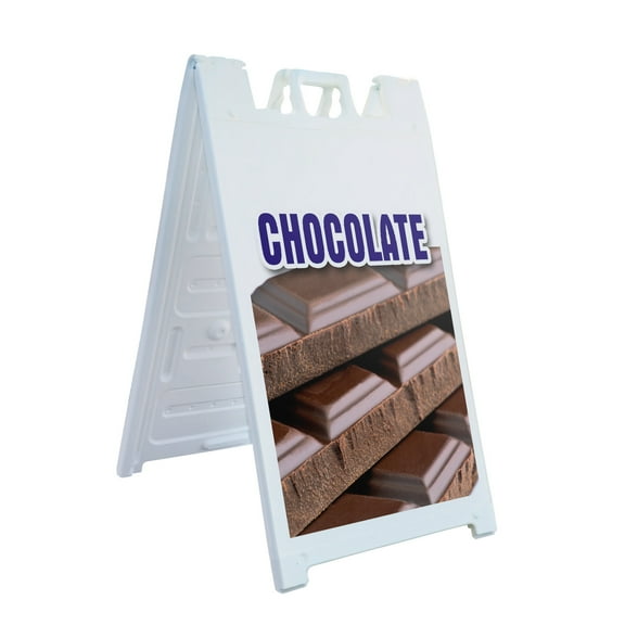 A-frame Sidewalk Chocolate 24" x 36" Double Sided A-Frame Sidewalk Sign, Includes 2 Plastic Inserts | Foldable Portable White Signicade Sandwich Board Signs