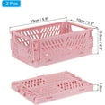 thumbnail image 2 of PATIKIL Mini Collapsible Basket, 2 Pcs 5.9 x 3.9 x 2.3 Inch Stackable Storage Crates Foldable Plastic Baskets Desk Organizing Container for Home Kitchen Office, Pink, 2 of 5