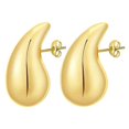 thumbnail image 1 of Pendientes de gota de agua Yashi con forma de lágrima para mujer y niña aretes de aro gruesos para uso diario para bodas fiestas regalos de joyería de moda Oro, 1 of 5