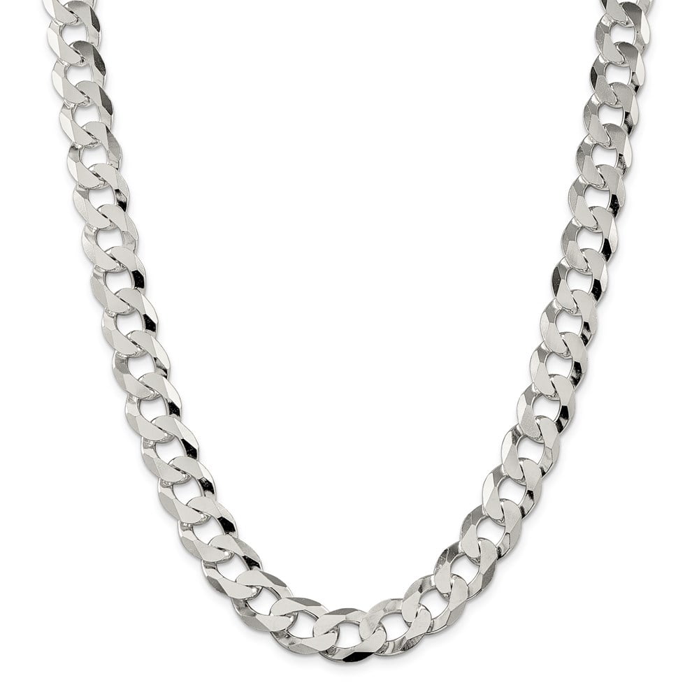 Solid 925 Sterling Silver 9mm Cuban Curb Chain Necklace with Secure Lobster Lock Clasp 