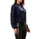 thumbnail image 4 of Chaqueta bomber de mujer INSPIRE CHIC con lentejuelas, cierre de cremallera y bolsillos ocultos, color azul marino, 4 of 7