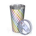 thumbnail image 2 of 16oz Tumblers Colorful Checkerboard Pattern Stainless Steel Vacuum Insulated Double Wall Travel Tumbler Cups Mug with Lid and Straw,Cleaning Brush for Coffee,Tea, 2 of 4