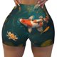 thumbnail image 2 of Balery Koi Pond Lilies Pantalones cortos de entrenamiento estampados para mujer, sin costuras, ajustados, para gimnasio, yoga, correr, deportes, ejercicio activo, fitness.-Small, 2 of 8