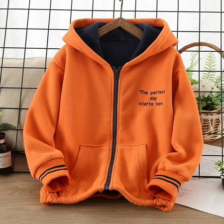 

ZHUASHUM Jacket For Toddler Boys Girls Long Sleeve Winter Fleece Zippered Hoodie Thicken Warm Outwear Coat For Kid