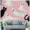thumbnail image 4 of Orinice Ghost Faces Black Cat Spooky Tapestry Wall Hanging Unique Style for Home Decor Living Room Bedroom Apartment Farmhouse Dorm Halloween Decoration 40x60inch, 4 of 6