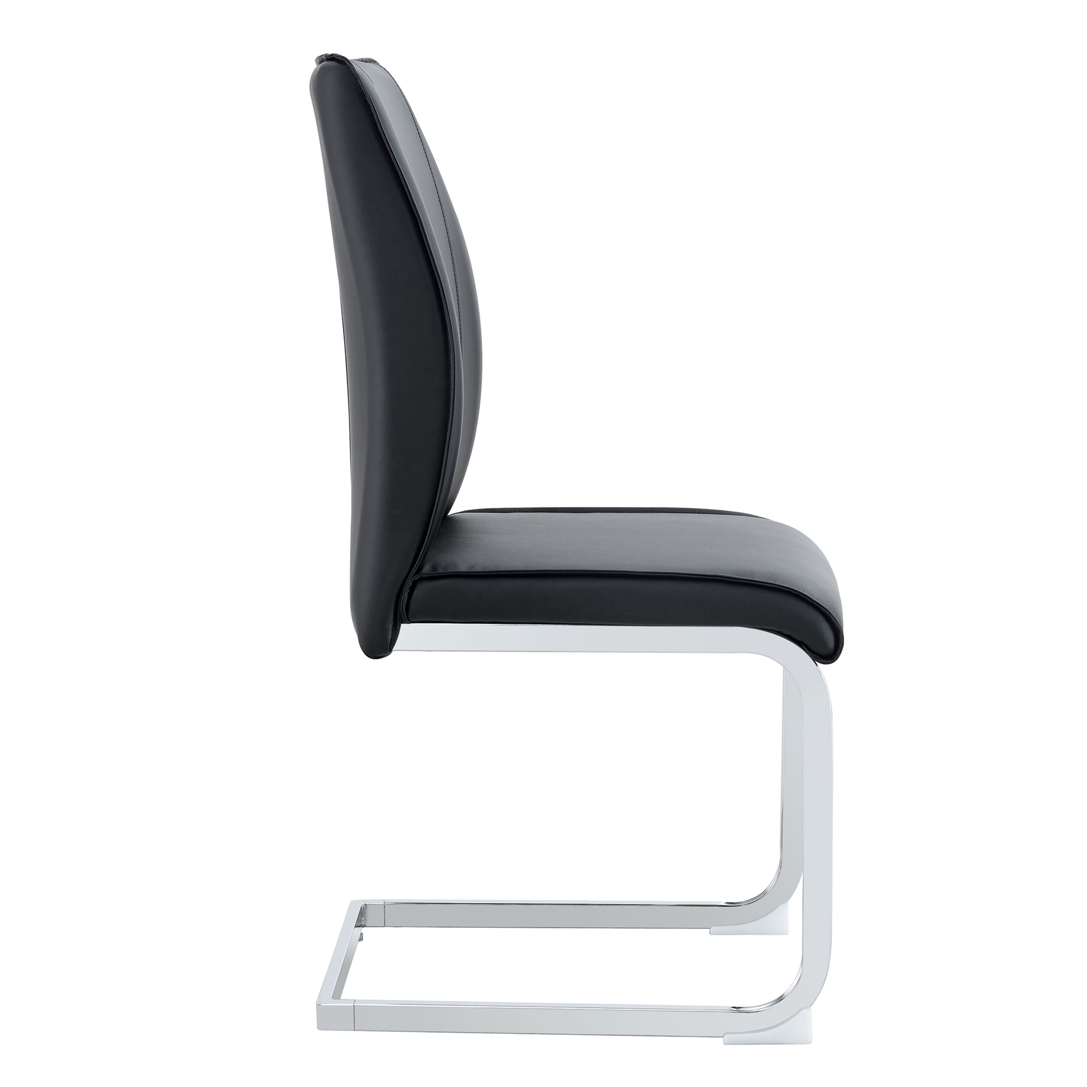 Noble House Luxury Arch Dining Chairs, PU Leather Upholstered Side Chairs, Silver Arched Legs, Black, Set of 4