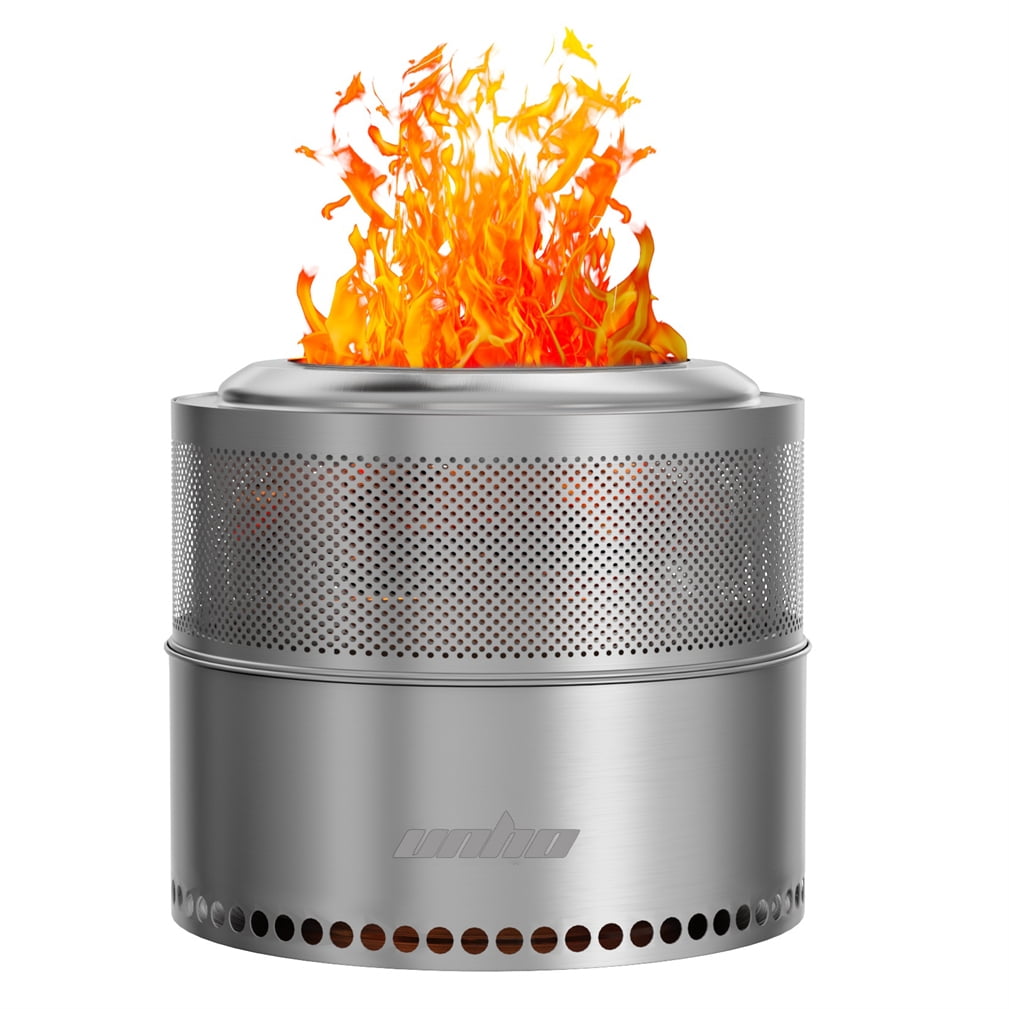Large Stainless Steel Smokeless Fire Pit Wood Burning Stove Outdoor Camping Patio Picnic, 20inch