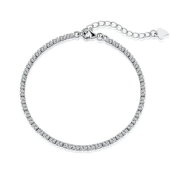 K-KED 925 Solid Sterling Silver 2*3mm Zirconia Tennis Bracelet Lady Wedding Party Gift