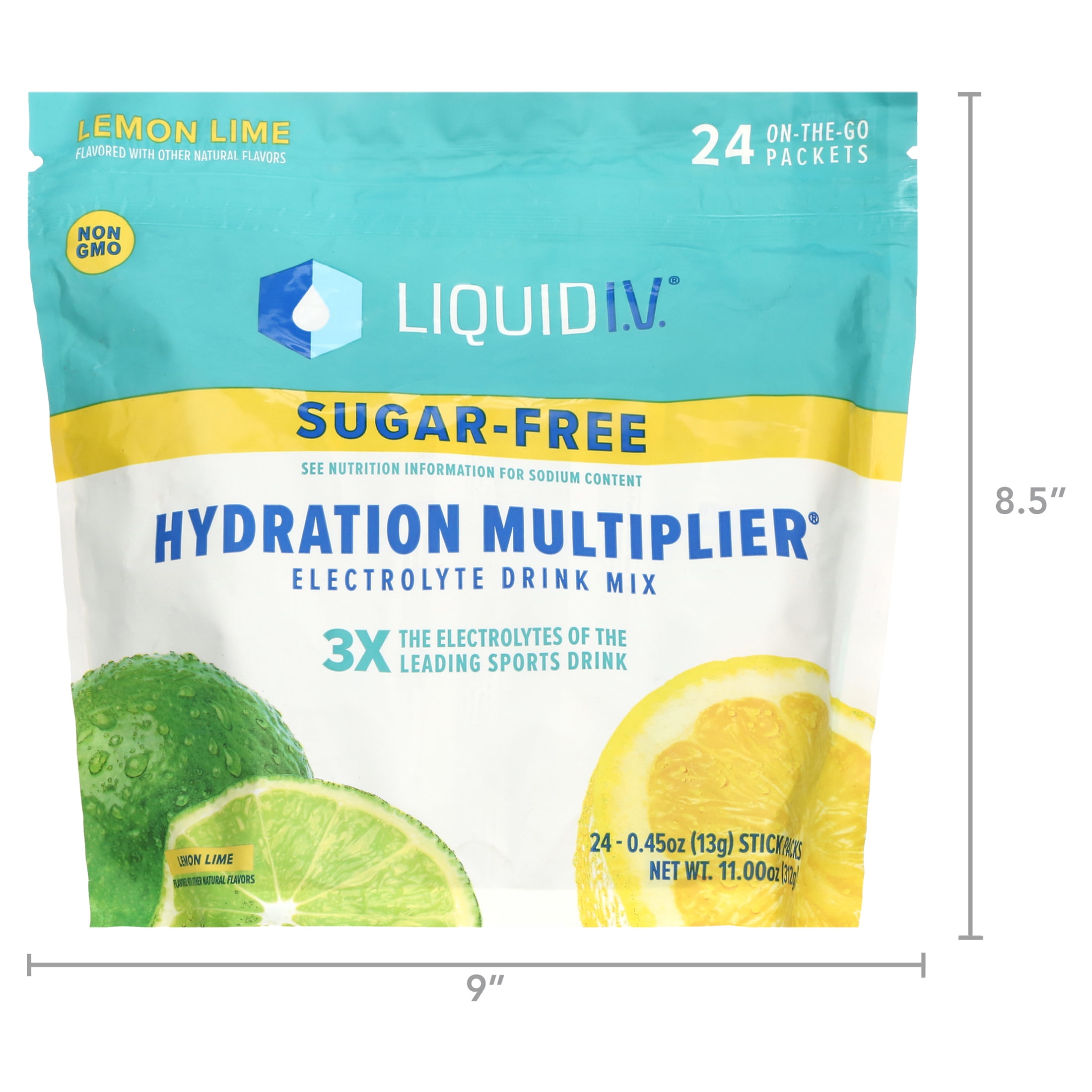 Liquid I.V. Hydration Multiplier, Sugar Free Lemon Lime (24 Individual  Sticks) 