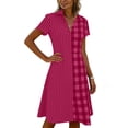 thumbnail image 5 of Iyufng Womens Dresses Checkered Patchwork Dress Summer Casual Loose-Fit Midi Dress, 5 of 6